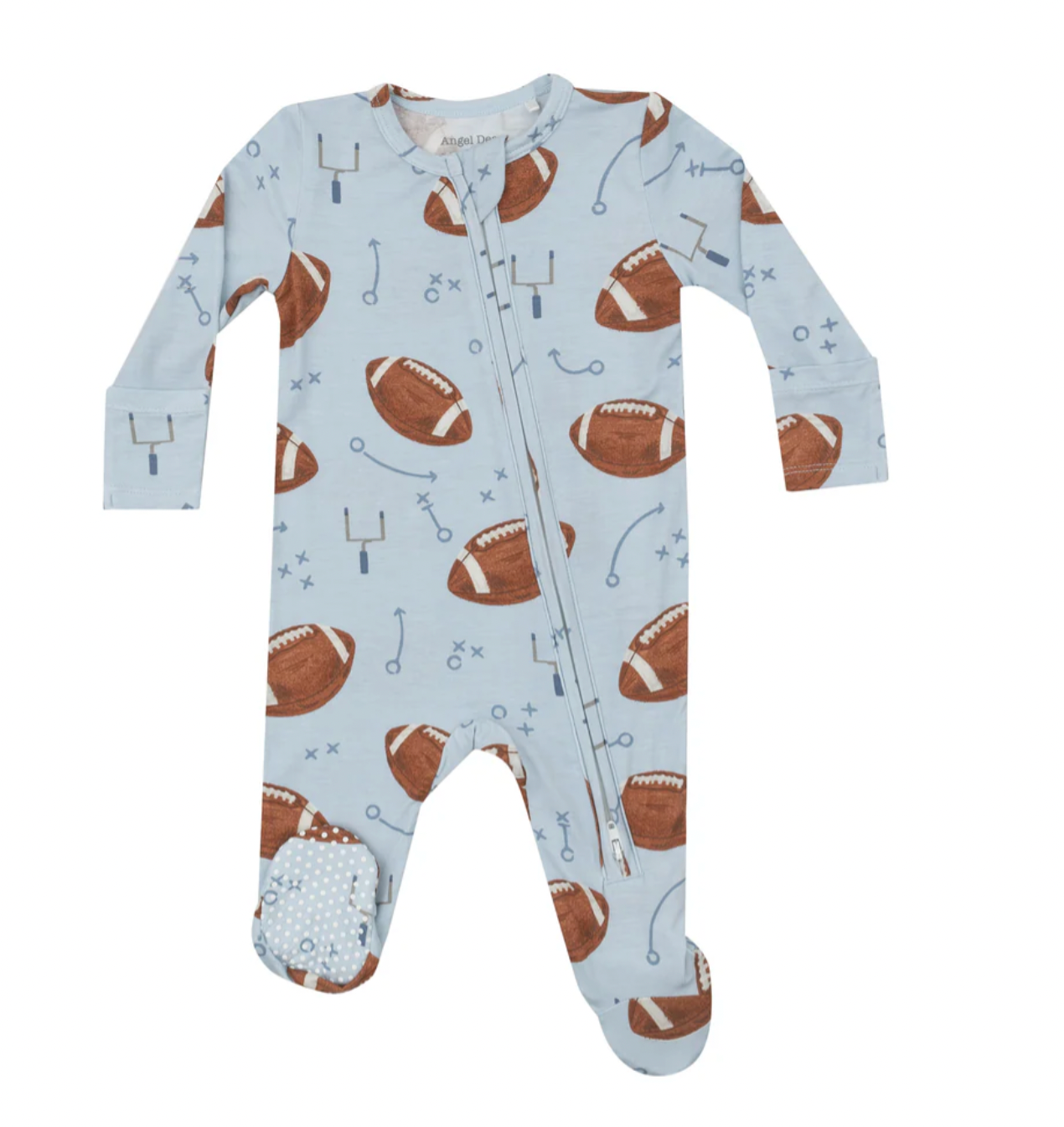 Angel Dear 2 Way Zipper Footie- Blue Footballs