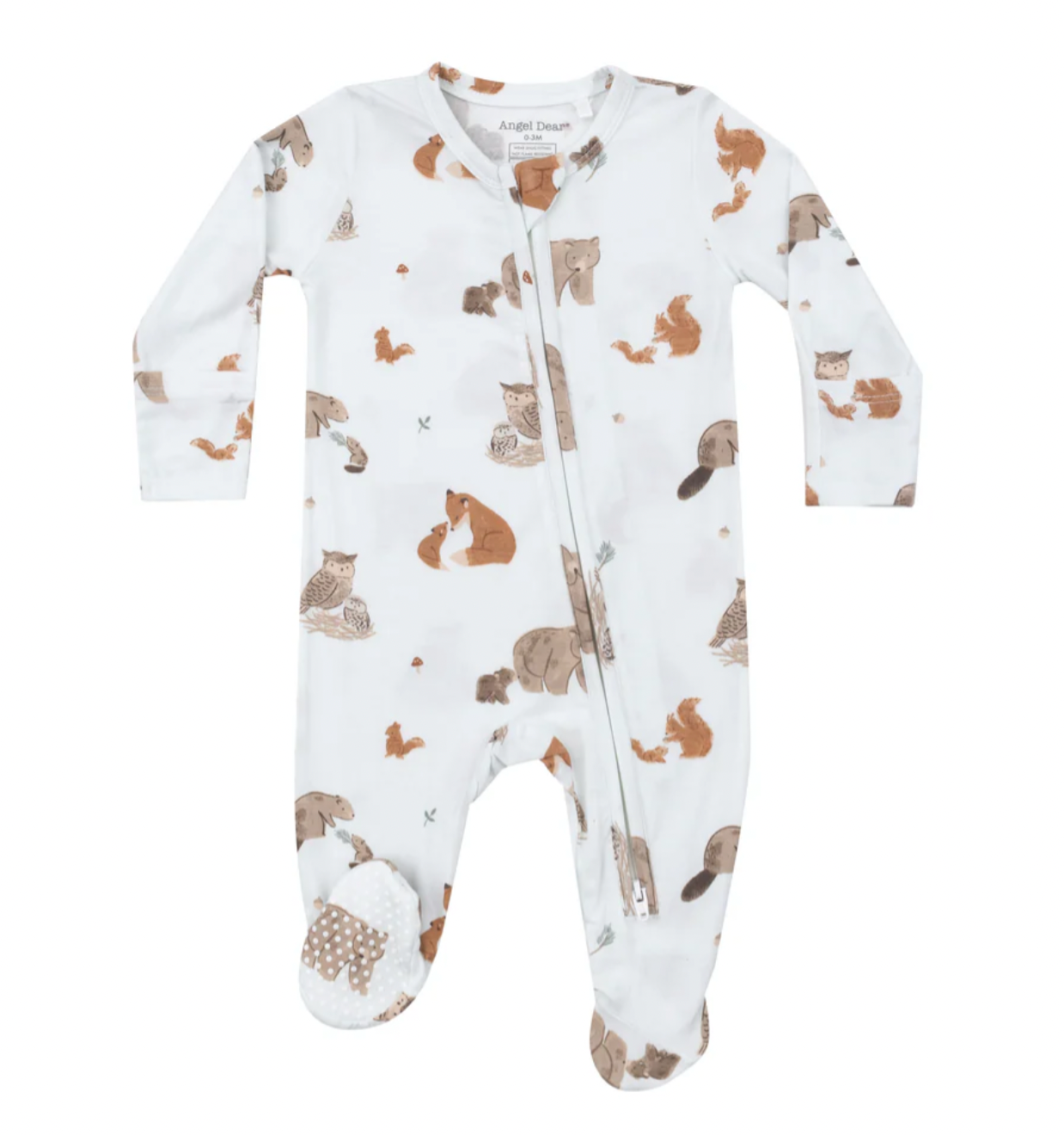 Angel Dear 2 Way Zipper Footie- Blue Mixed Woodland Animals