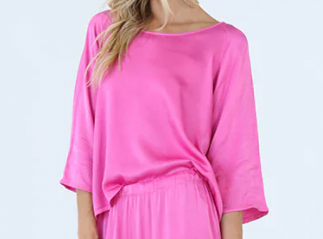 Pj Dreamwear Perla Satin Top- Hot Pink