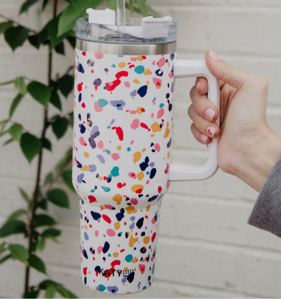 Confetti Print Tumbler Cup w/ Handle