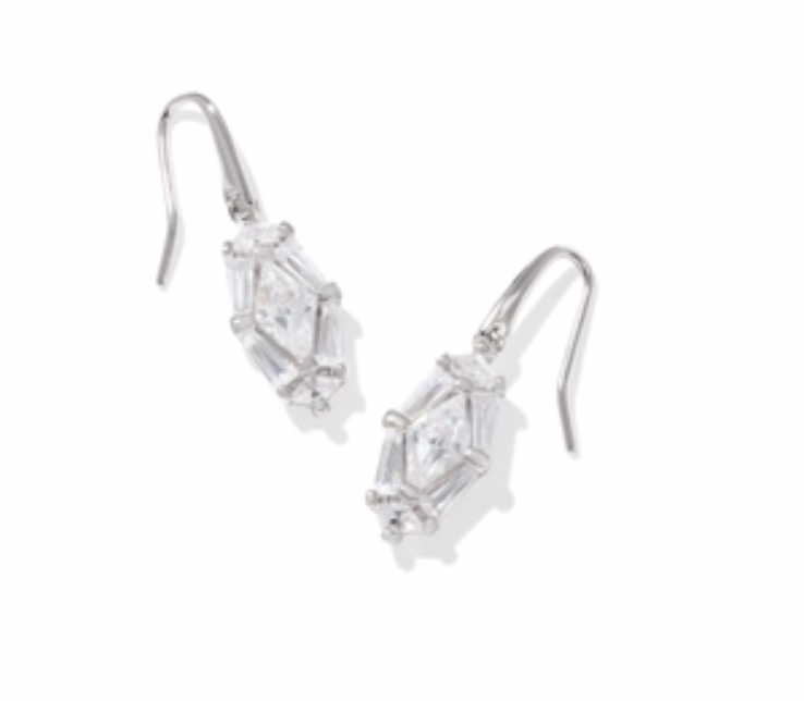 Kendra Scott Silver Lindy Rae Lee Drop Earrings in White Crystal