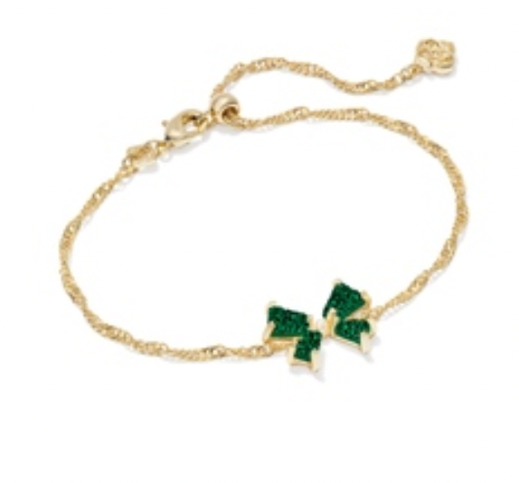 Kendra Scott Blair Bow Small Delicate Chain Bracelet in Emerald Drusy