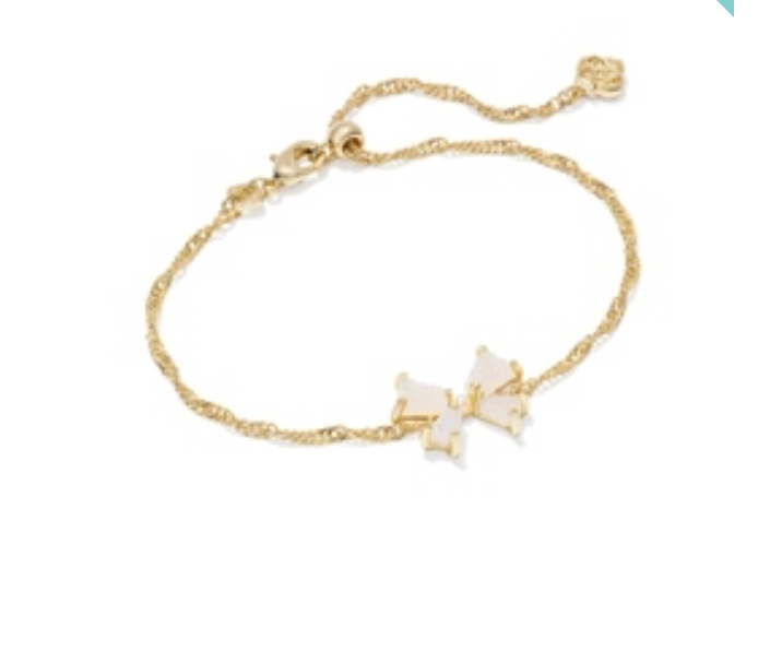 Kendra Scott Blair Bow Small Delicate Chain Bracelet in Iridescent Drusy