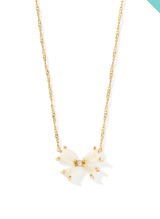 Kendra Scott Blair Bow Small Short Pendant Necklace in Iridescent Drusy