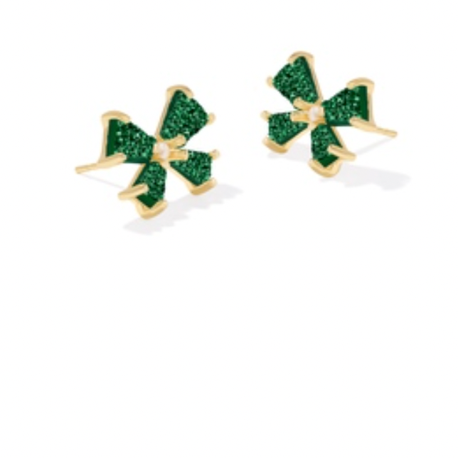 Kendra Scott Blair Bow Small Stud Earrings in Emerald Drusy