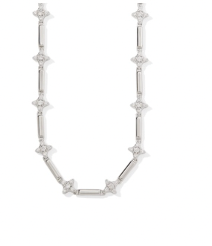 Kendra Scott Holland Strand Necklace in Silver White Crystal