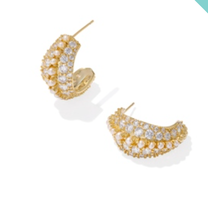 Kendra Scott Gold Krista Hoop Earrings in White Mix