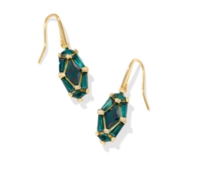 Kendra Scott Gold Lindy Rae Lee Drop Earrings in Green Crystal