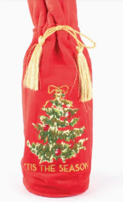 8 Oak Lane Christmas Tree Embroidered Wine Bag