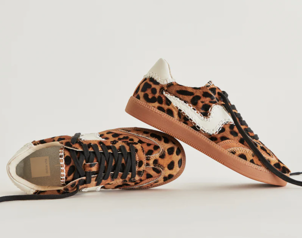 Dolce Vita Notice Stitch Sneakers in Dark Leopard Calf Hair