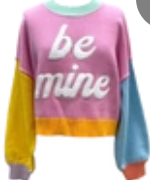 Queen Of Sparkles Multi Pastel Colorblock Be Mine Sweater