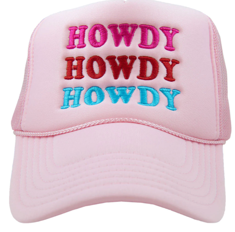 Multi Howdy Trucker Hat Light Pink