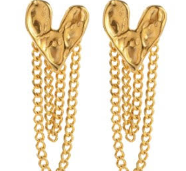 Lauren Kenzie Gold Edgy Heart Earrings