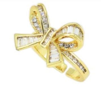 Lauren Kenzie Gold Diamond Bow Adjustable Ring