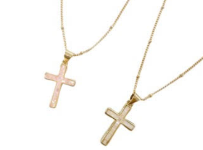 Lauren Kenzie Pearl Cross Necklace