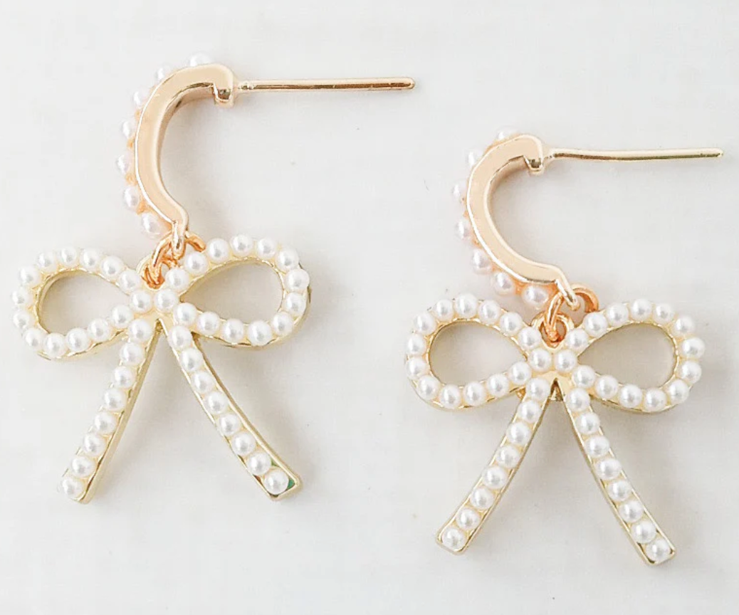 Virtue Jewelry Pearl Bow Earrings