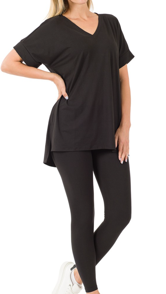 Brushed Ultra Comfy Short Sleeve Tee and Legging Set