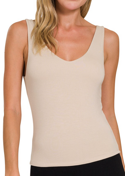 Ultra Soft Slimming V-Neck Double Layer Tank