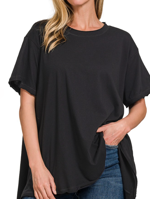 Oversized Cotton Drop Shoulder Tee