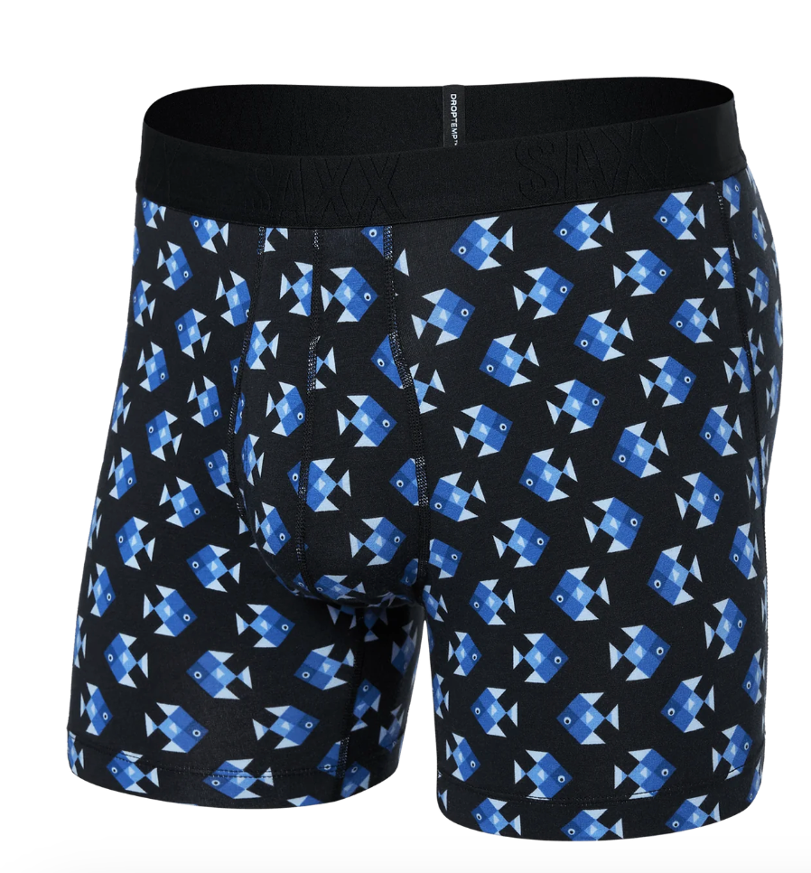 SAXX DropTemp Cooling Cotton Boxer Brief - Aquatic Check Black