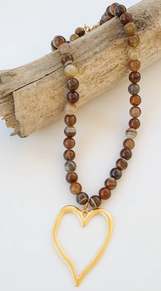 Virtue Gemstone Beaded Heart Necklace