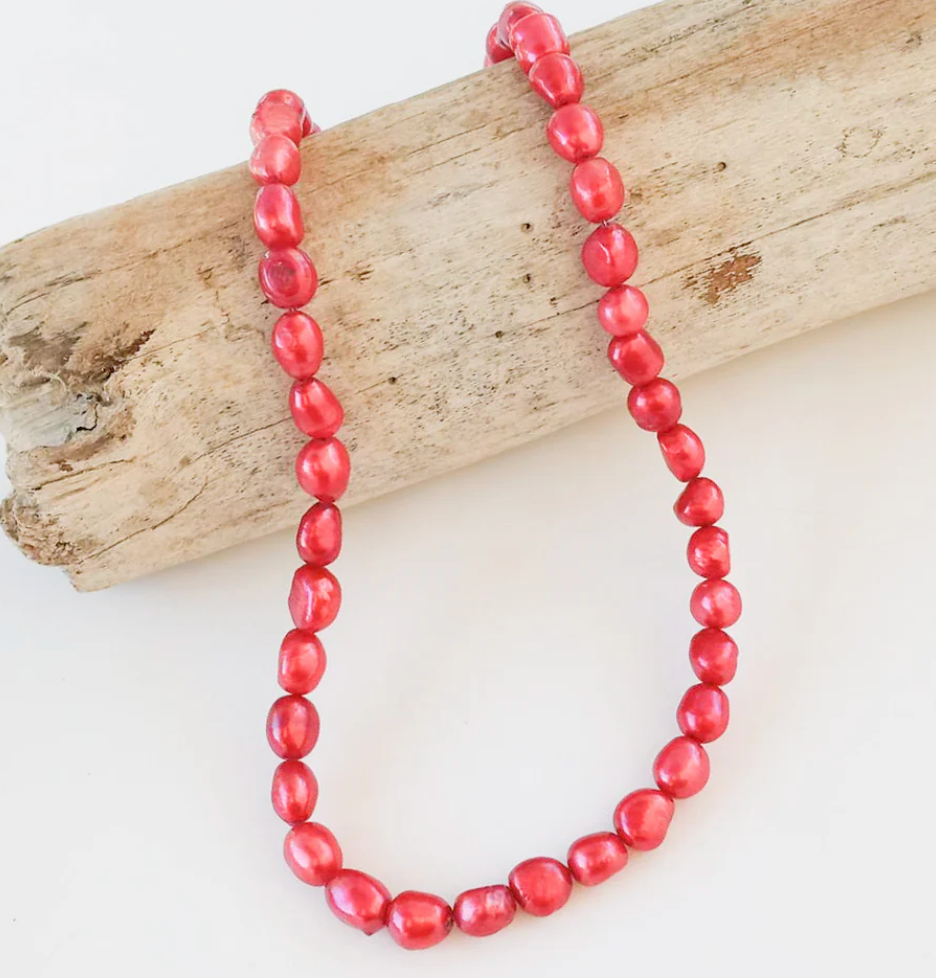 Virtue Jewelry Red Pearl Necklace