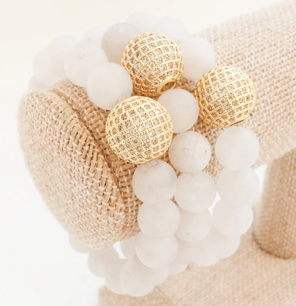 Virtue Jewelry White Gemstone Pave Ball Bracelet