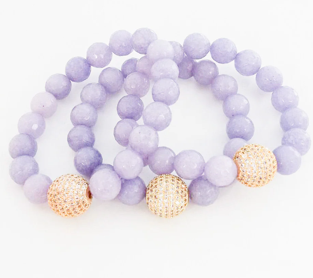 Virtue Jewelry Lavender Gemstone Pave Ball Bracelet