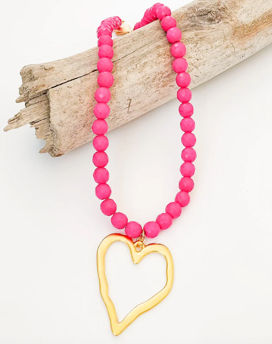 Virtue Gemstone Hammered Heart Necklace