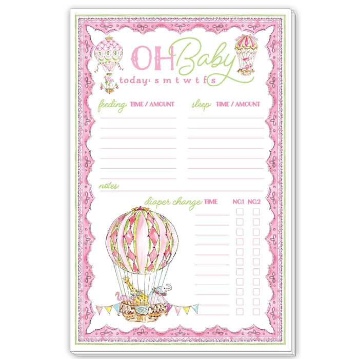 Rosanne Beck Collections- Large Notepad Pink Oh Baby Hot Air Balloons