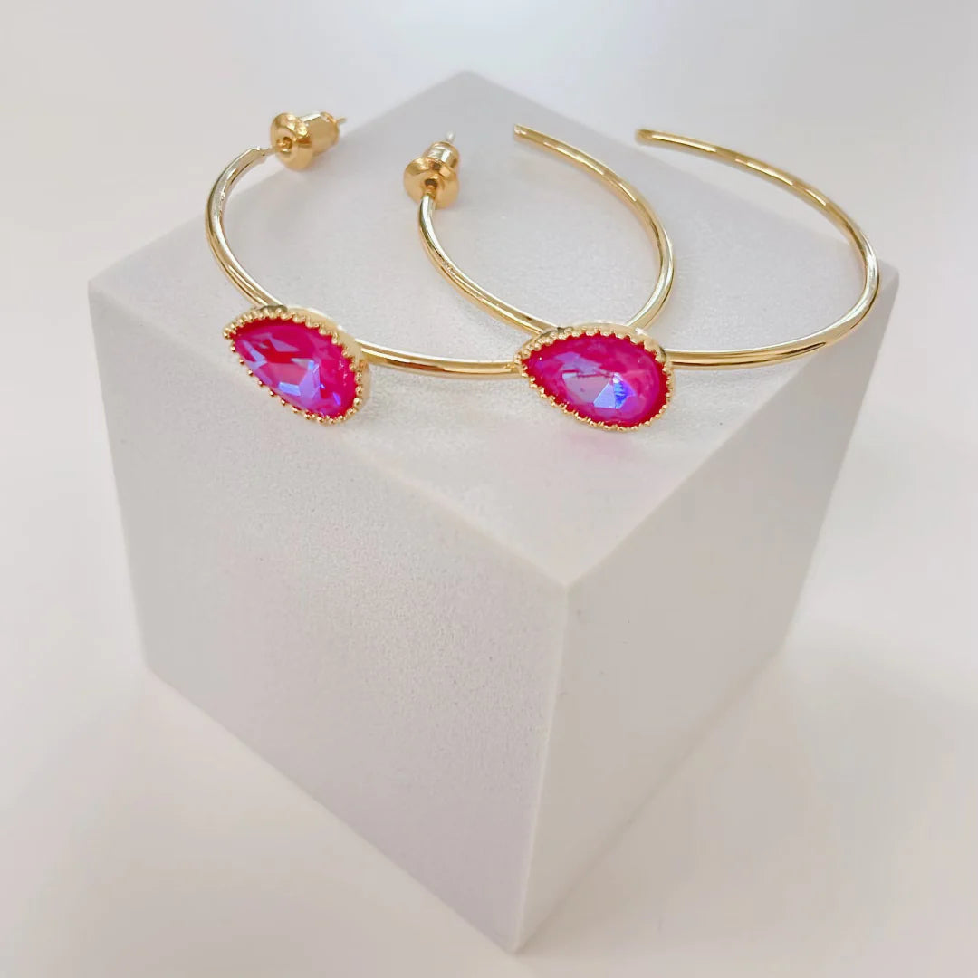 Treasure Jewels Fuchsia Radiance Hoop Earrings