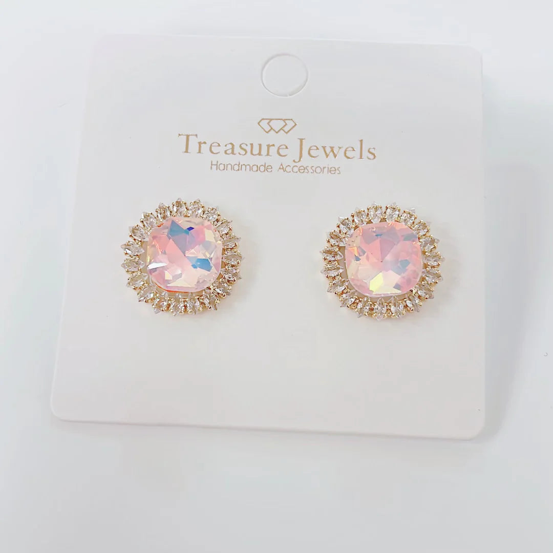 Treasure Jewels Light Pink Radiance Stud Earrings