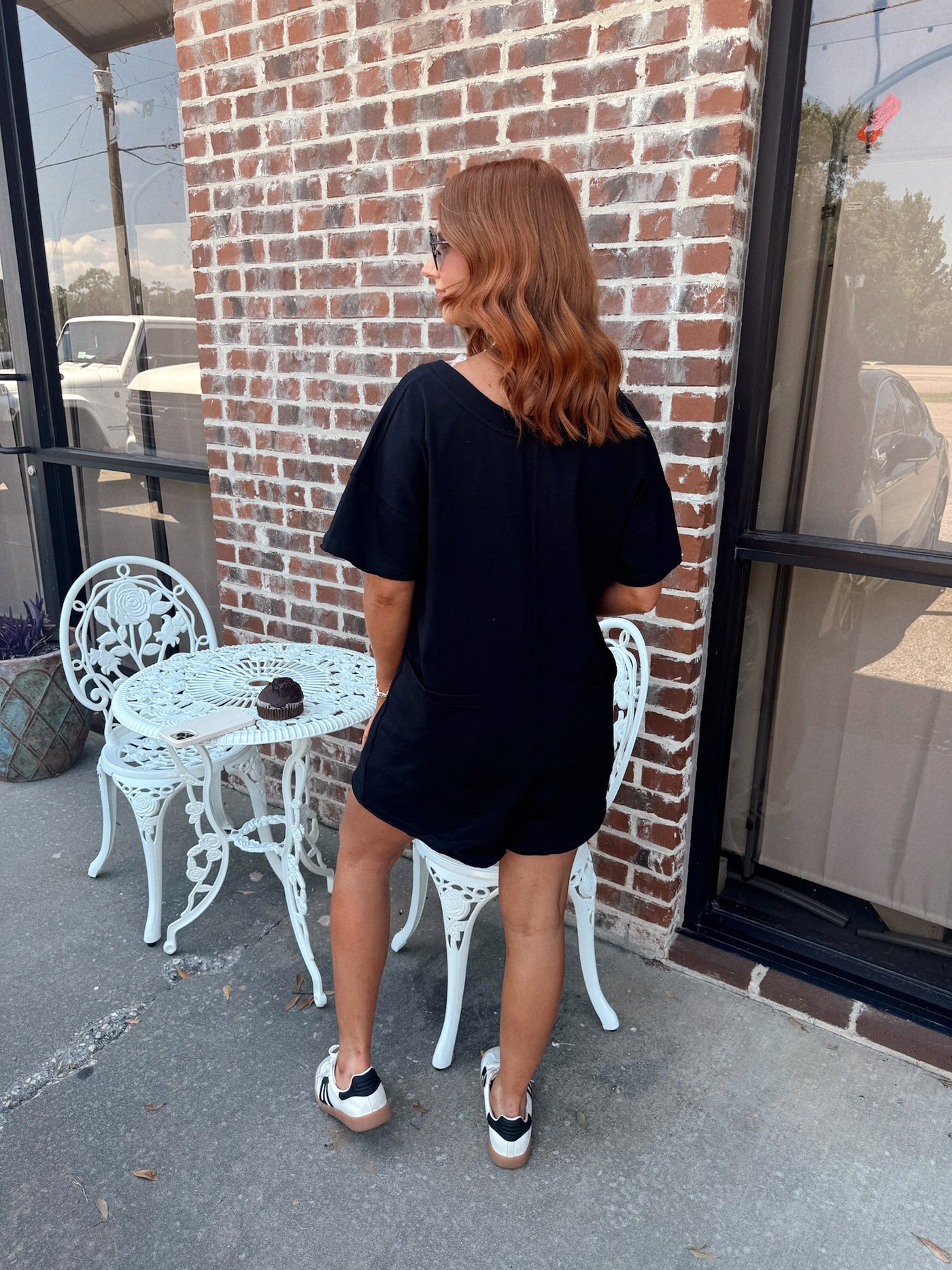 Black Reversible Scoop/V-Neck Comfy Romper