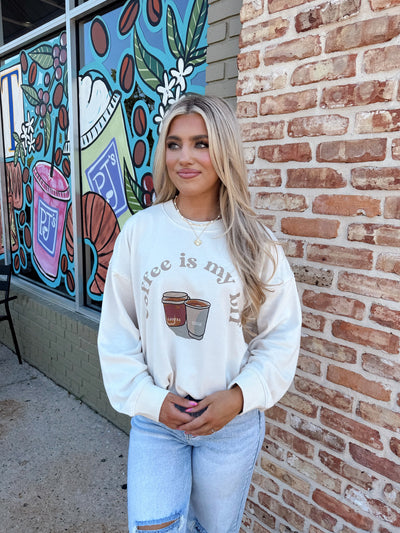 Cream Coffee Is My BFF Oversized Sweatshirt