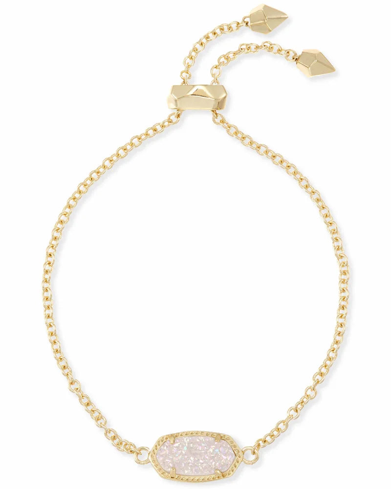 Kendra Scott Elaina Gold Adjustable Chain Bracelet in Platinum Drusy