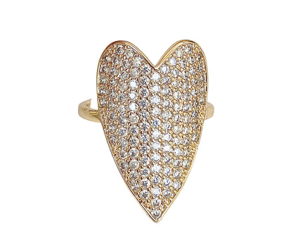 Gemelli Gold Big Heart Adjustable Ring