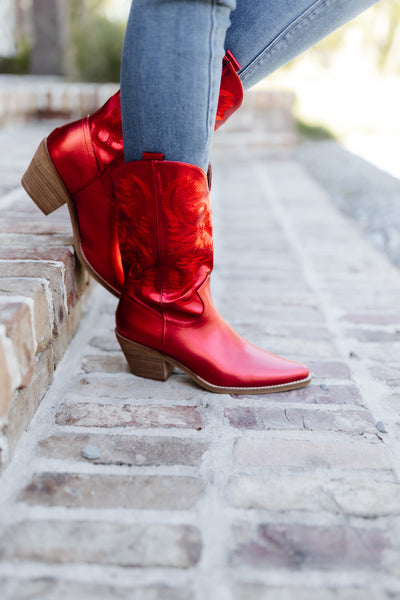 Red Metallic Cowgirl Boots