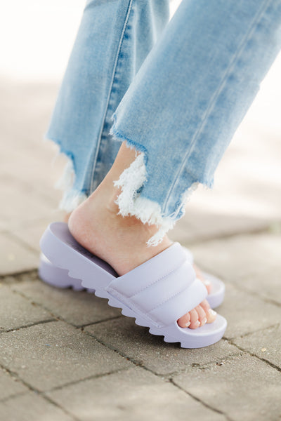 Lilac Quilted Slide Sandal