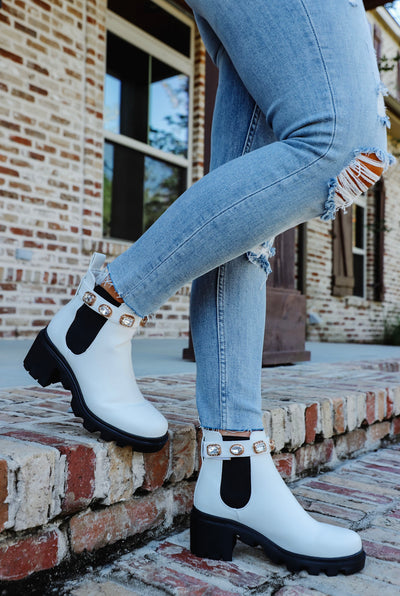 Steve Madden White Amulet Boots