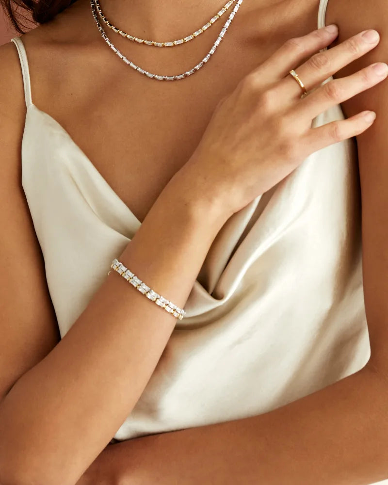 Kendra Scott Juliette Chain Gold Bracelet in White Crystal