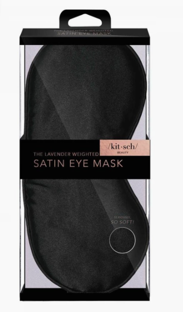 KITSCH Lavender Scented Black Satin Weighted Eye Mask