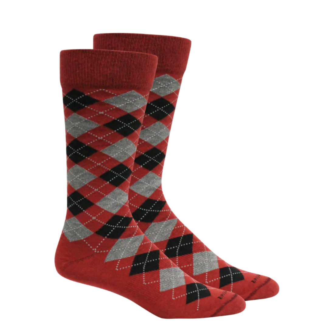 Brown Dog "Argyle - Maroon/Black" Socks