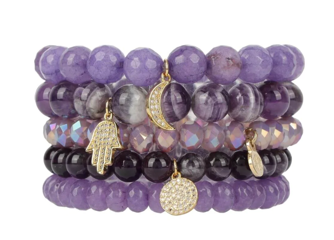 BuDhaGirl Chamonix 5 Bracelet Set - Amethyst