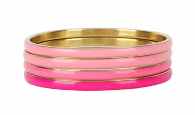 BuDhaGirl Krishna Enamel Bangles Set of 4 - Pink