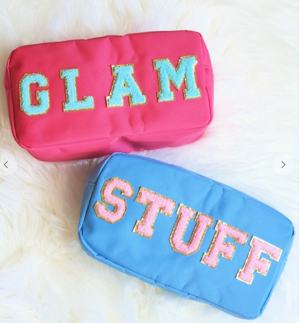 Varsity Letter Patch Cosmetic Makeup Bag