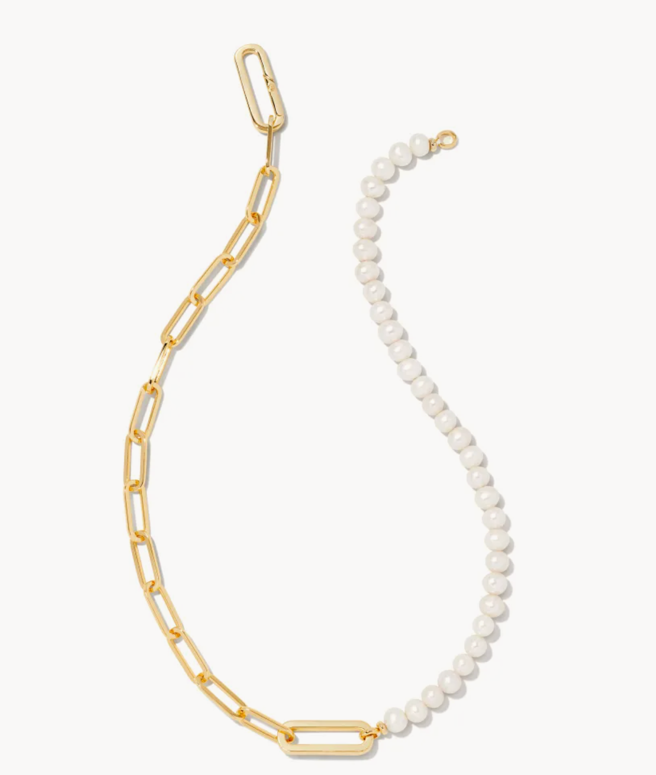 Kendra Scott Ashton Gold Half Chain Necklace in White Pearl