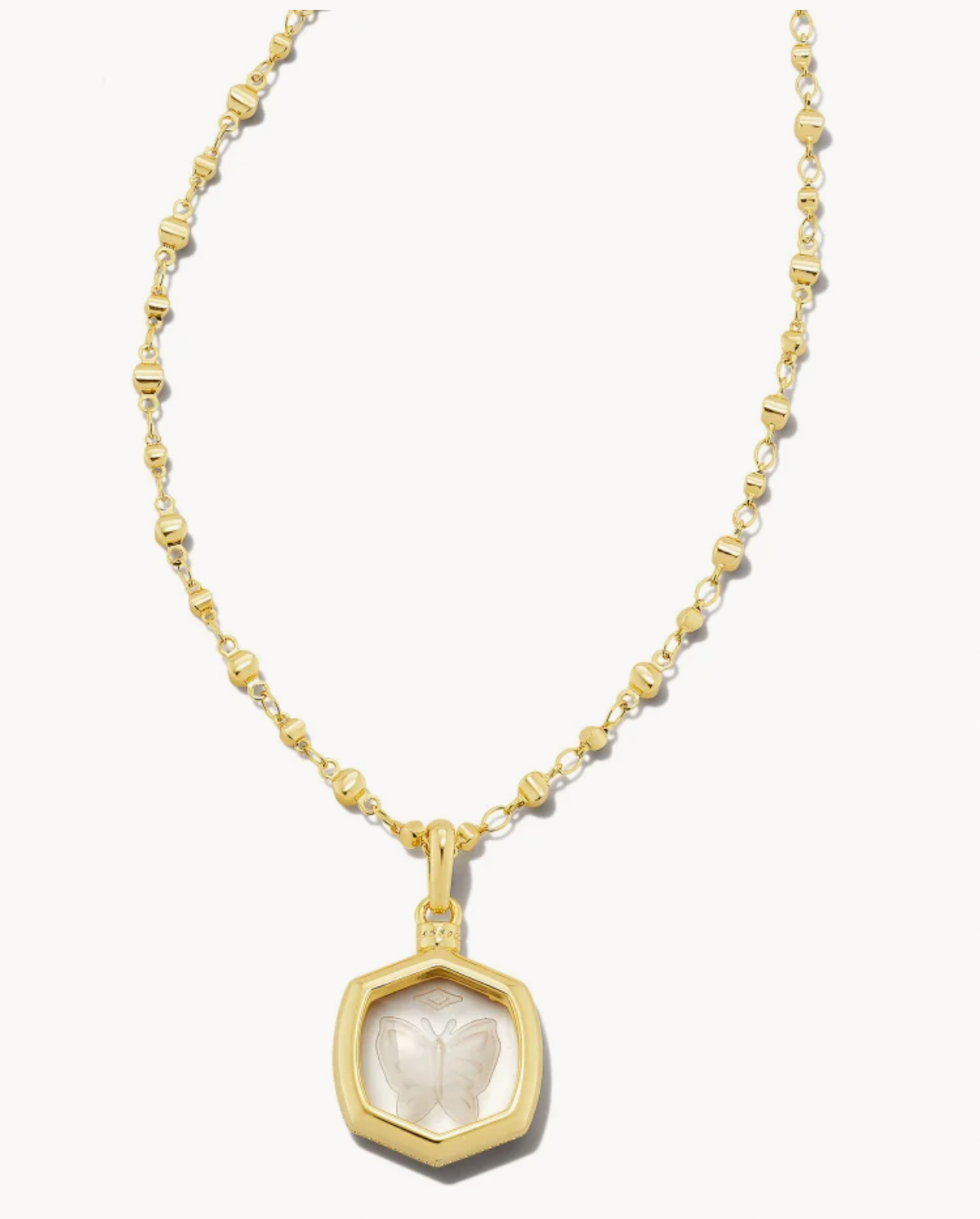 Kendra Scott Davie Intaglio Convertible Gold Pendant Necklace in Clear Glass