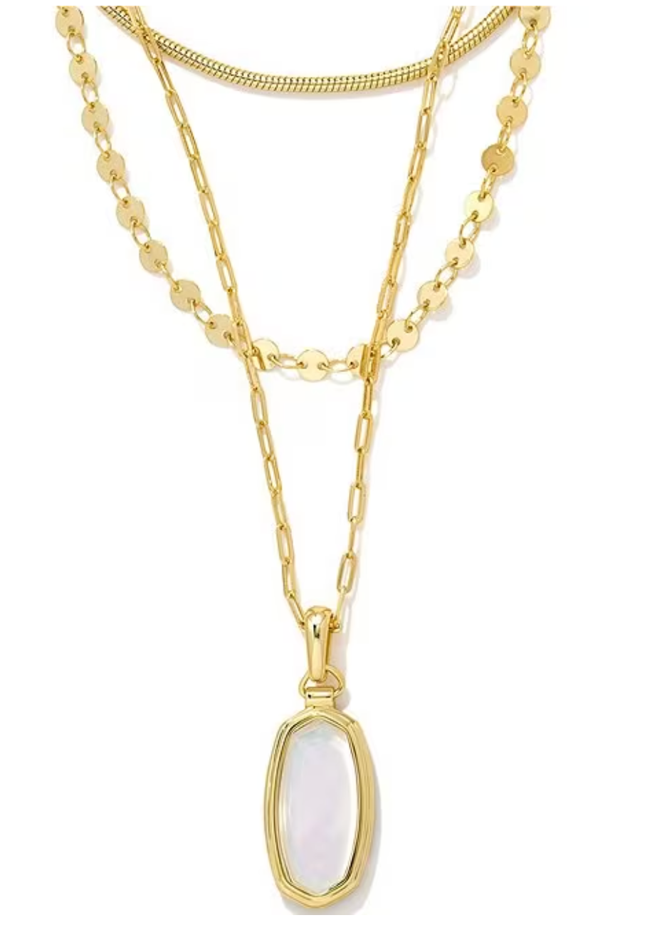 Kendra Scott Framed Dani Convertible Gold Triple Strand Necklace in Opalite Illusion