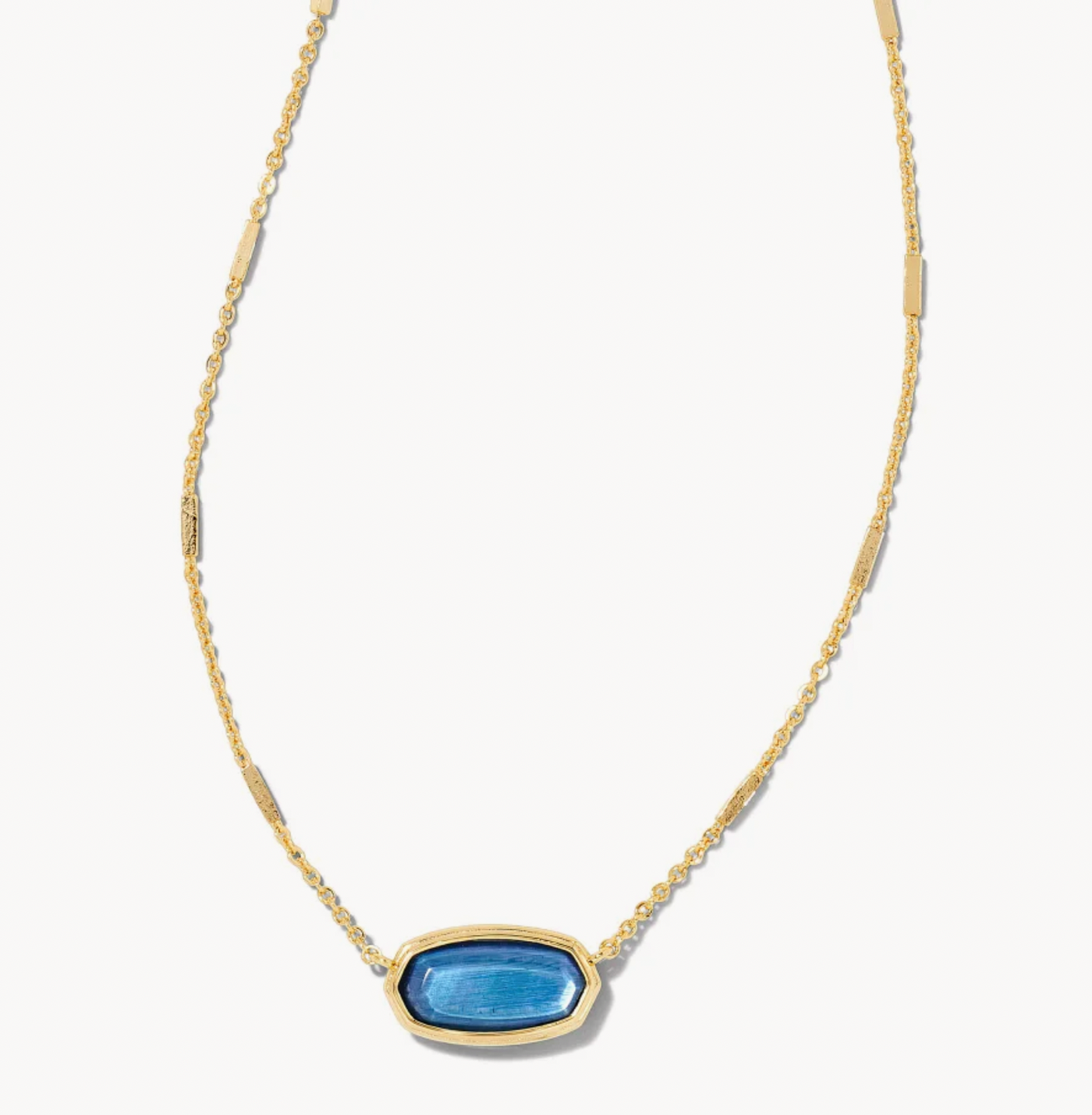 Kendra Scott Framed Elisa Gold Short Pendant Necklace in Dark Blue Mother-of-Pearl.