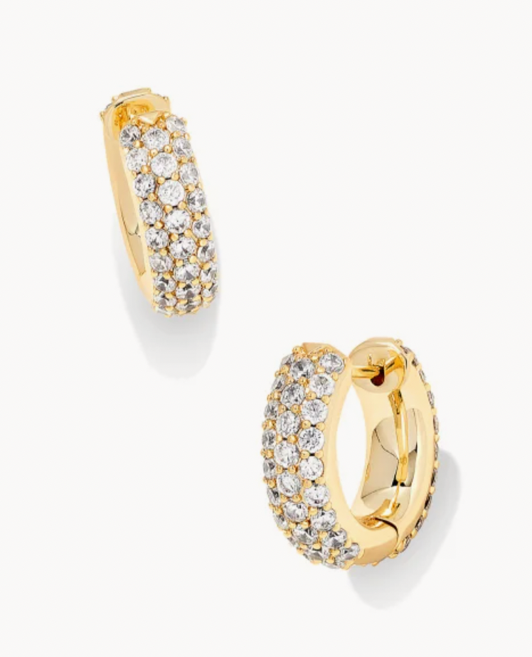 Kendra Scott Mikki Pave Huggie Earrings in Gold